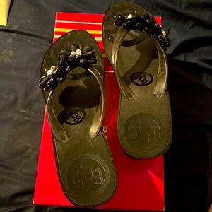 BCBG Flower Platform Flip Flop.